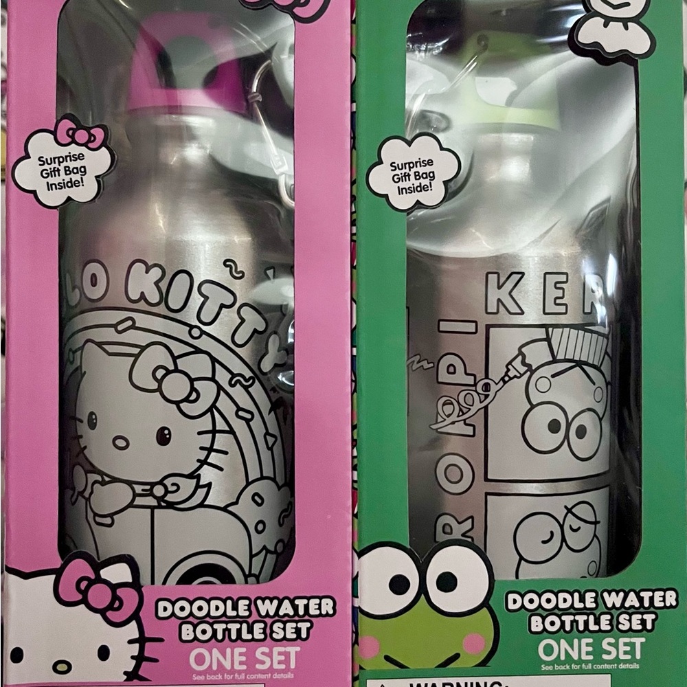 Hello Kitty and Keroppi Doodle Water Bottle